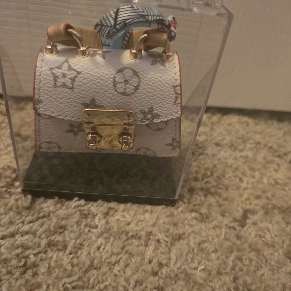 Beige Mini Bag Charm with Twilly